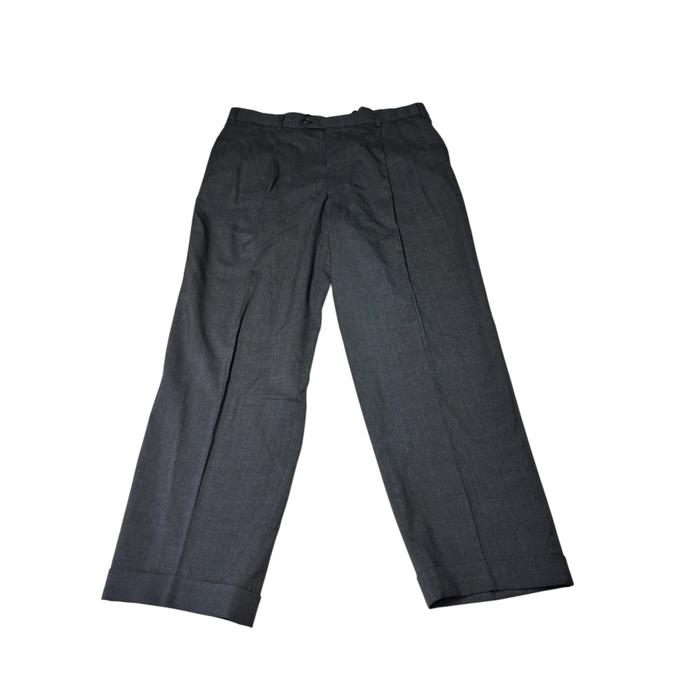 Brooks Brothers Brooksease Mens W38L28 Charcoal Gray Wool Pleated‎ Cuffed USA